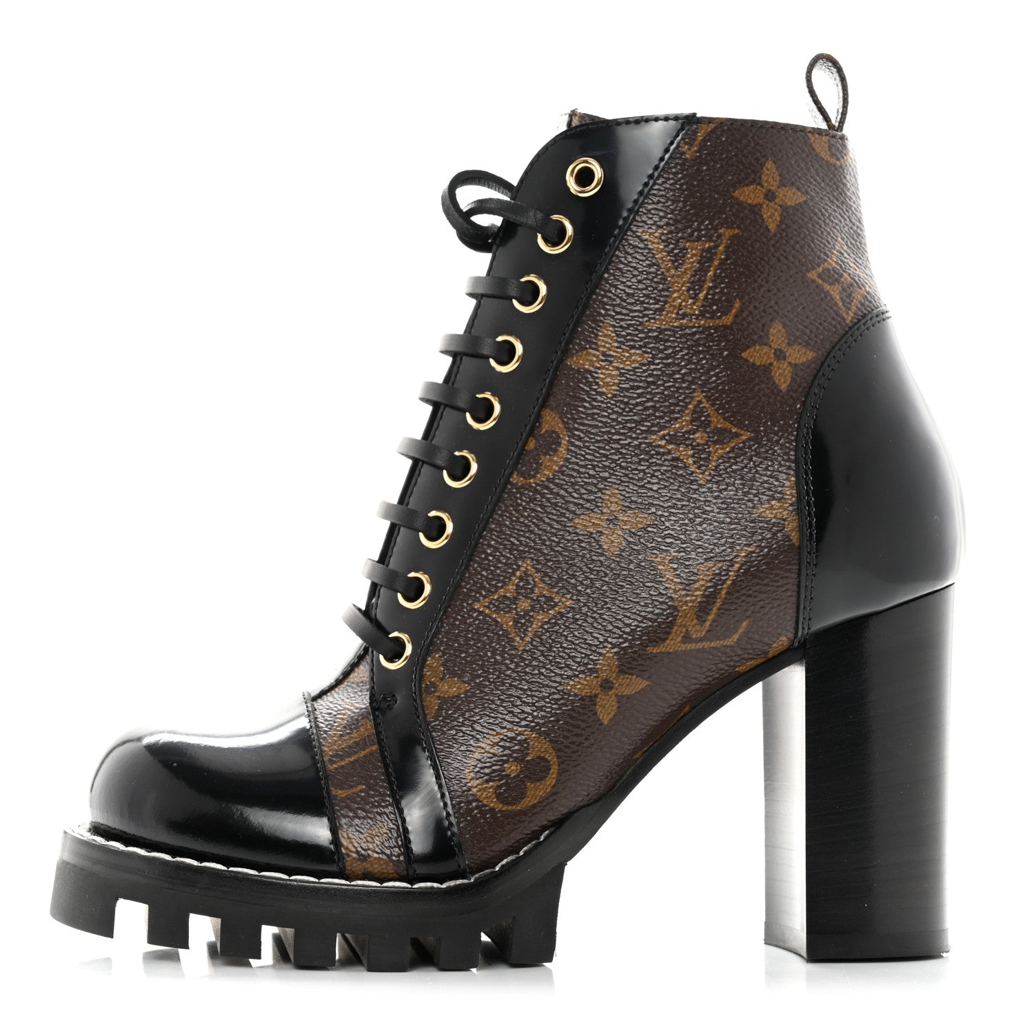 Louis Vuitton Patent Calfskin Monogram Star Trail Ankle Boots 36.5 Black 1 of 9