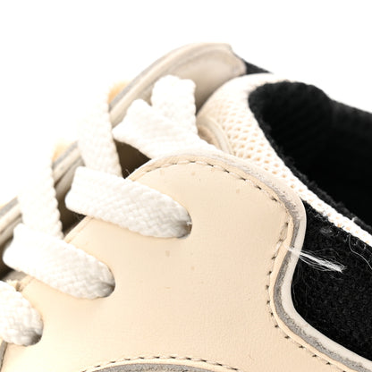 Chanel Mesh Suede Calfskin Grained Calfskin Womens CC Sneakers 38.5 White Black Pink 10 of 11