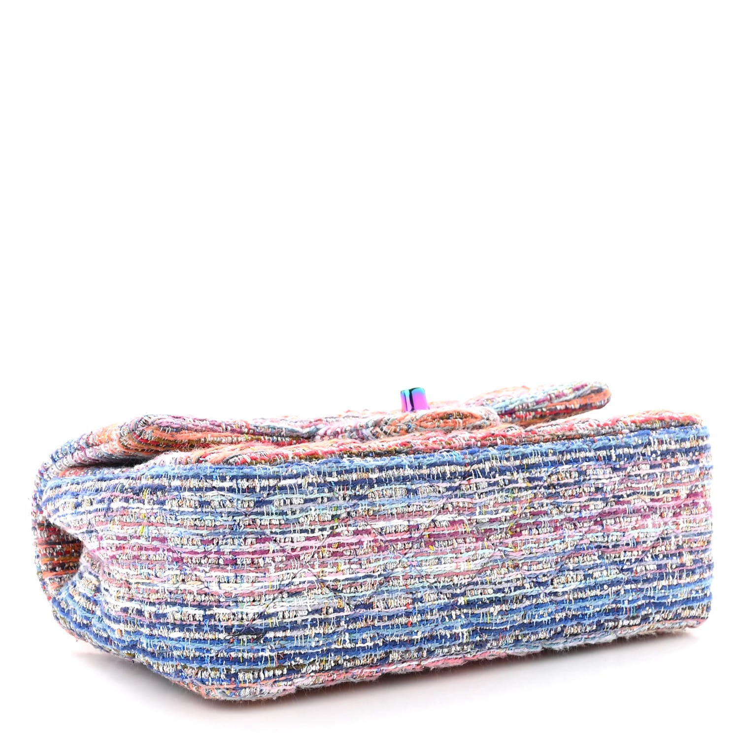 Chanel Tweed Quilted Mini Rectangular Flap Blue Pink Orange 4 of 11