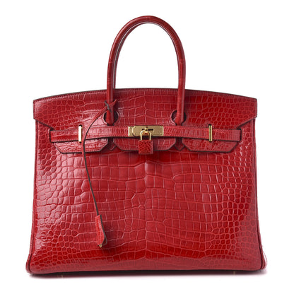 Hermes Shiny Porosus Crocodile Birkin 35 Braise 1 of 31