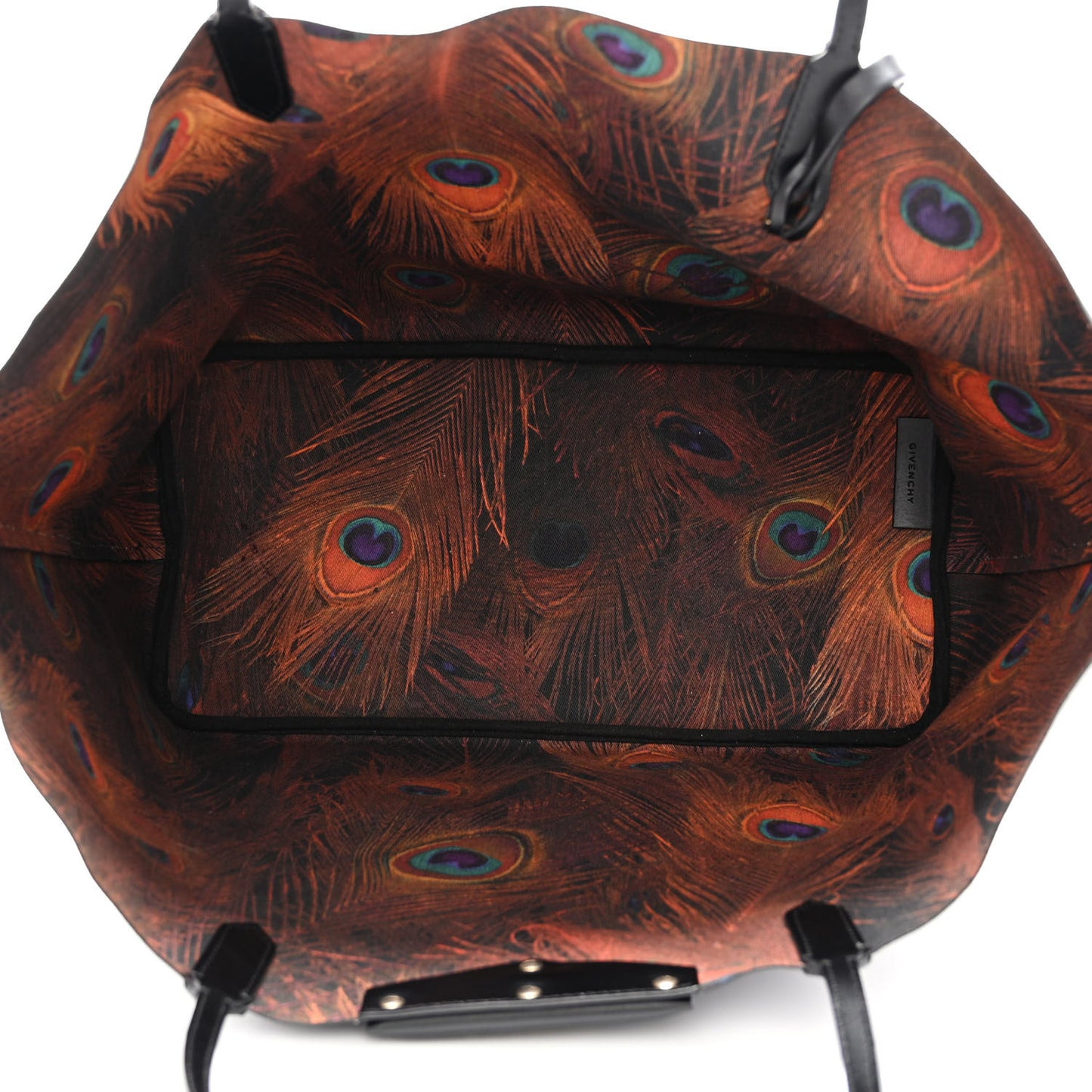 Coated Canvas Peacock Print Small Antigona Tote Black