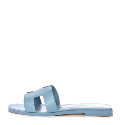 Hermes Calfskin Oran Sandals 36 Bleu Dorset 1 of 9