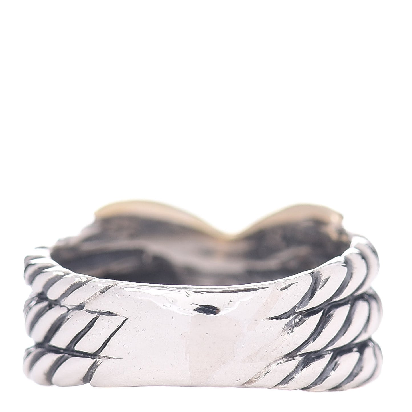 Sterling Silver 18K Yellow Gold 11mm X Triple Row Ring 50 5.25