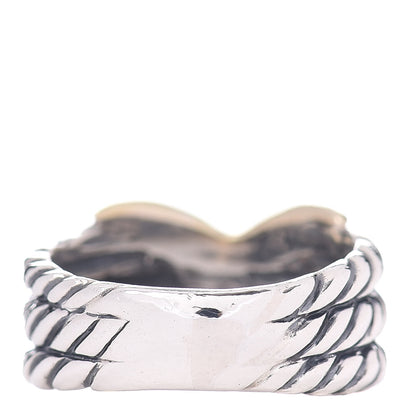 David Yurman Sterling Silver 18K Yellow Gold 11mm X Triple Row Ring 50 5.25 4 of 5