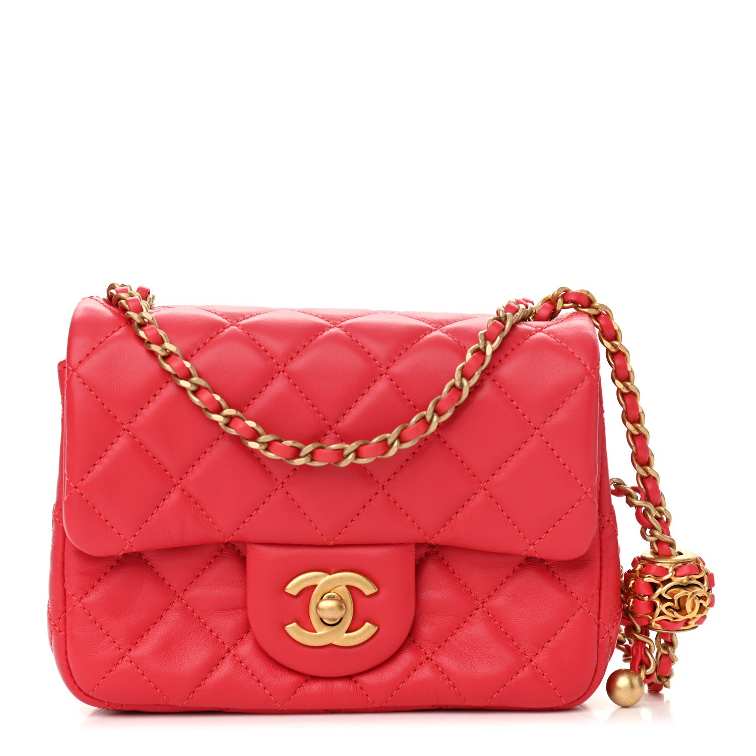 Chanel Lambskin Quilted Mini Pearl Crush Flap Red 1 of 13