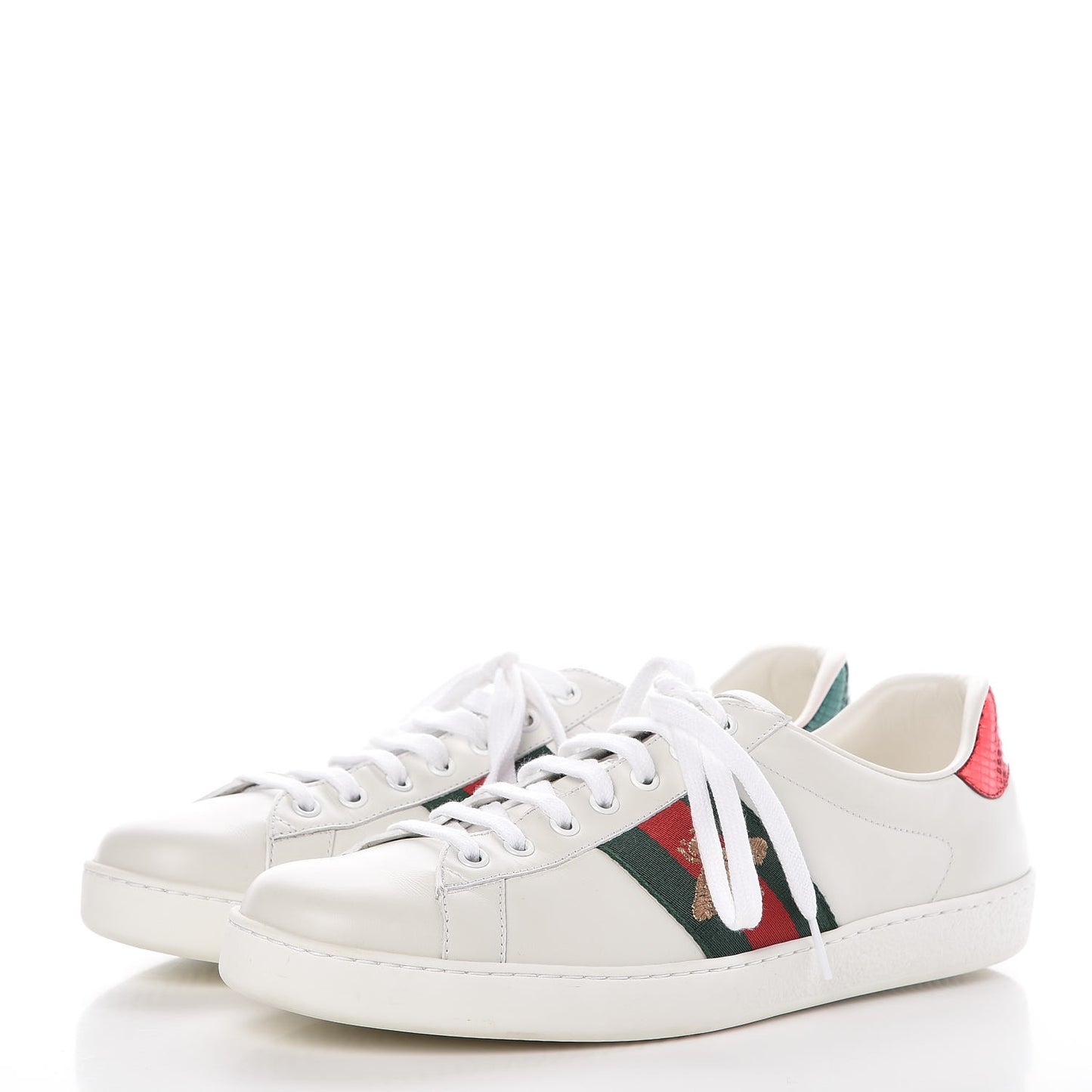 Miro Soft Calfskin Laminated Ayers Web Bee Embroidered Mens Ace Sneakers 9.5 White Red Flame Green