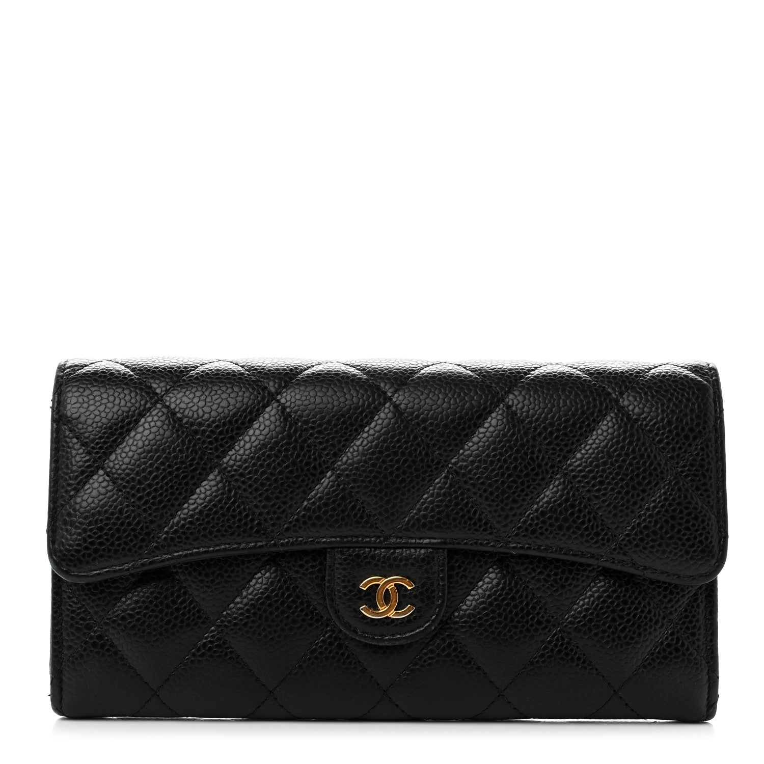 Chanel Caviar Quilted Large Gusset Flap Wallet Black 1 of 11