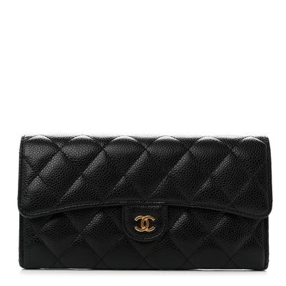 Chanel Caviar Quilted Large Gusset Flap Wallet Black 1 of 11