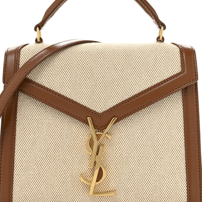 Saint Laurent Canvas Calfskin Mini Classic Monogram Cassandra Top Handle Tan Natural 7 of 12