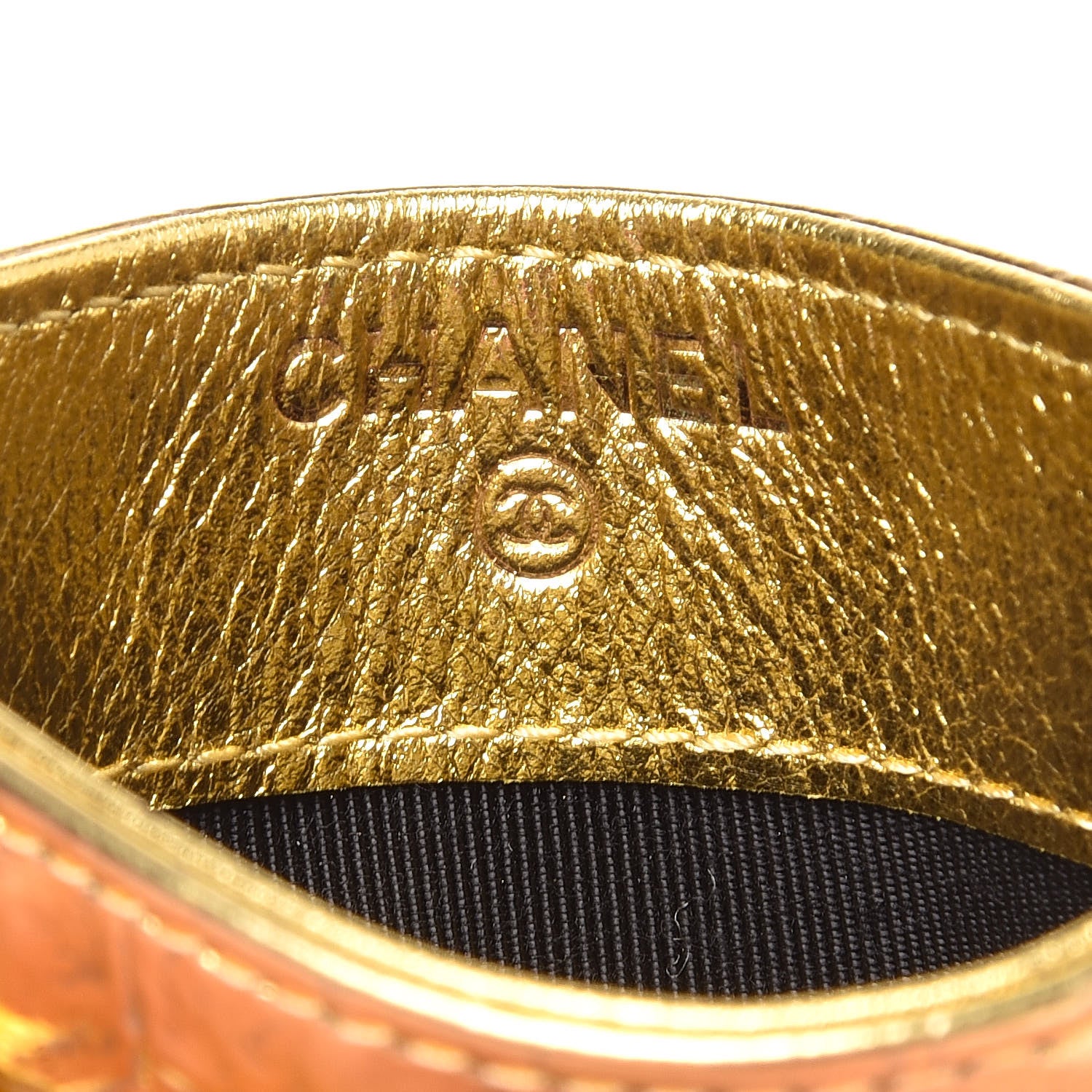 Chanel Metallic Calfskin Crocodile Embossed Cocodile Card Holder Gold 7 of 9