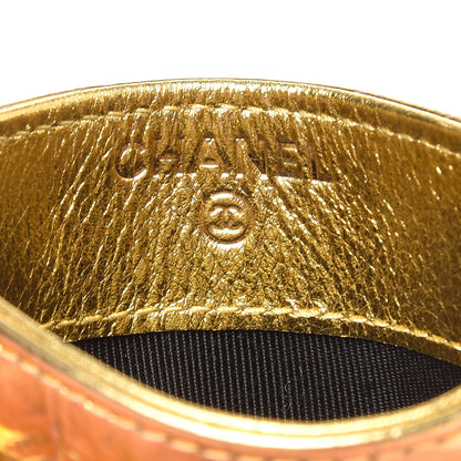 Chanel Metallic Calfskin Crocodile Embossed Cocodile Card Holder Gold 7 of 9