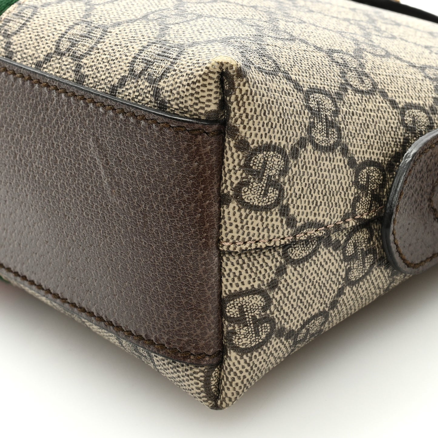 GG Supreme Monogram Textured Dollar Calfskin Web Small Ophidia Dome Shoulder Bag Beige Ebony New Acero
