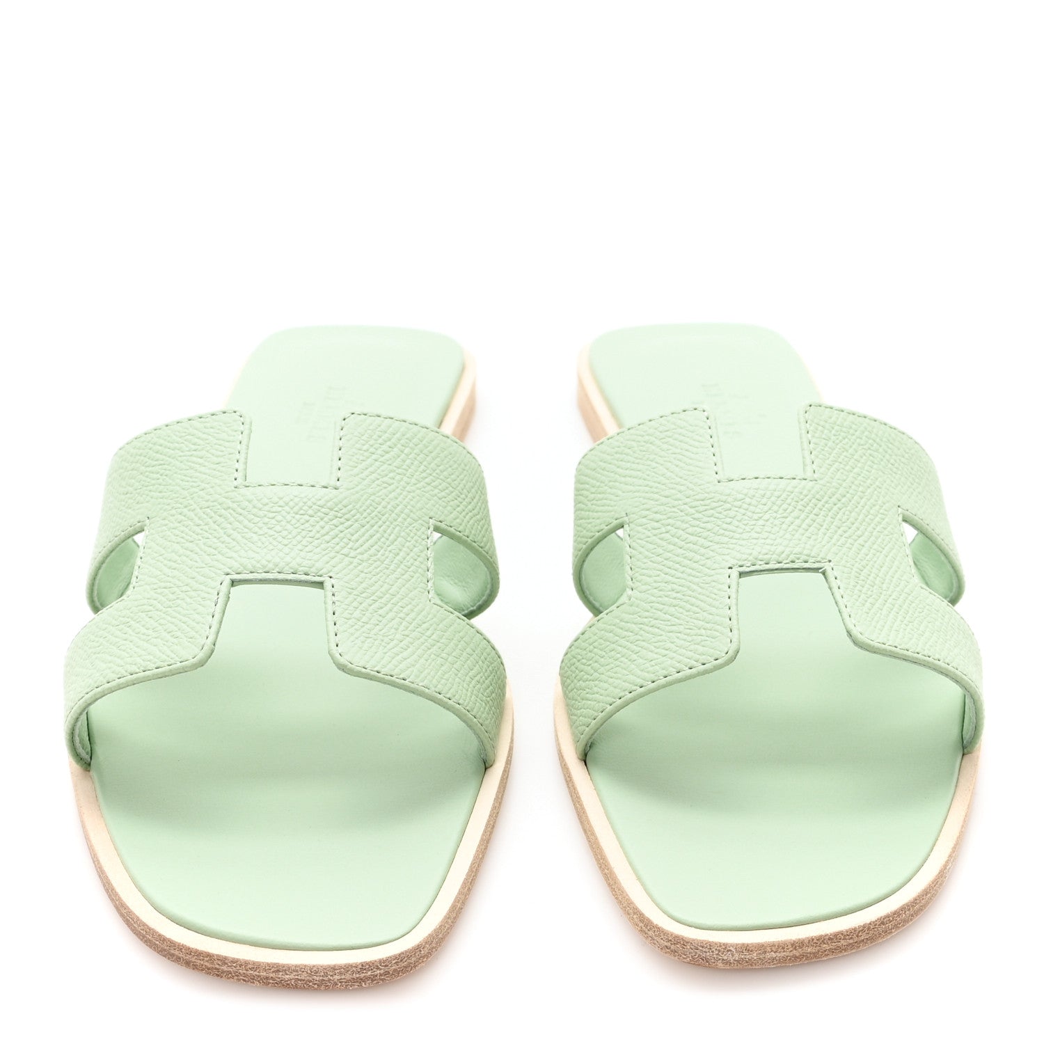 Hermes Epsom Oran Sandals 38.5 Vert Jade 3 of 10