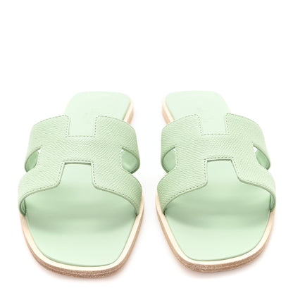 Hermes Epsom Oran Sandals 38.5 Vert Jade 3 of 10