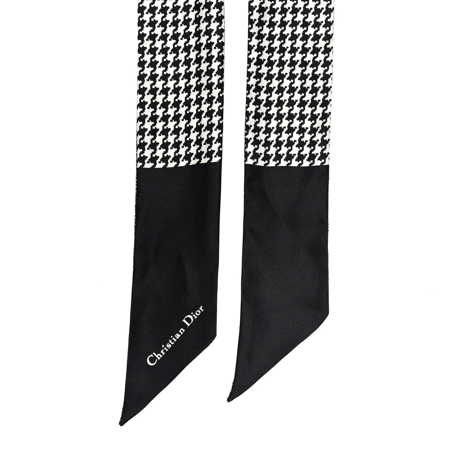 Silk Houndstooth Mitzah Scarf Black White