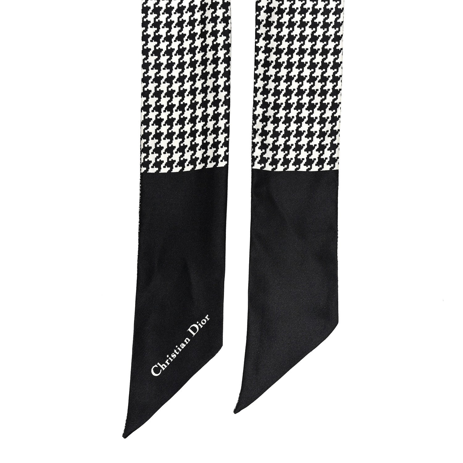 Christian Dior Silk Houndstooth Mitzah Scarf Black White 2 of 5