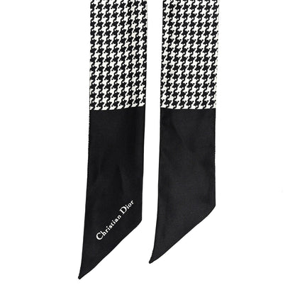 Christian Dior Silk Houndstooth Mitzah Scarf Black White 2 of 5