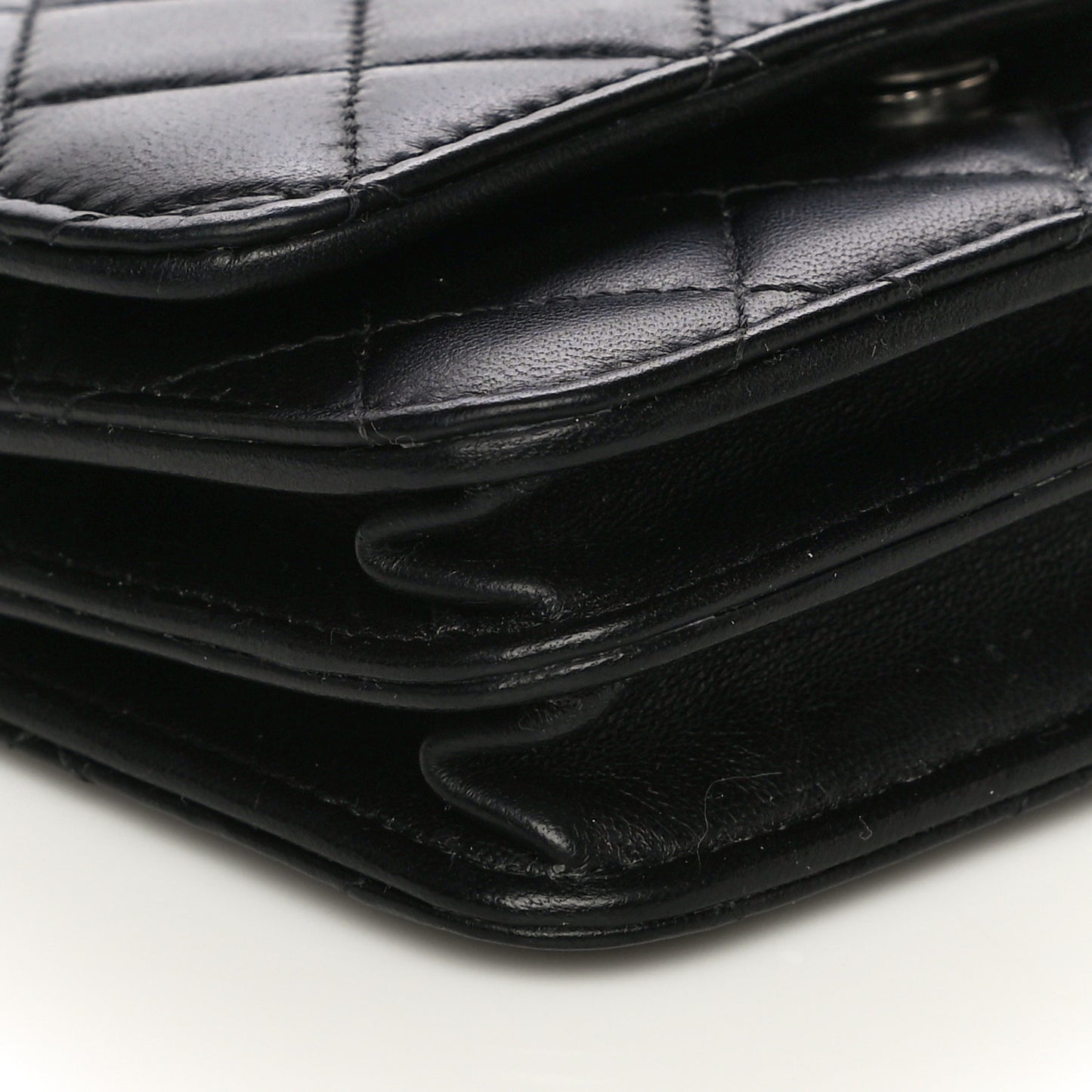 Lambskin Quilted Mini Wallet On Chain WOC Black