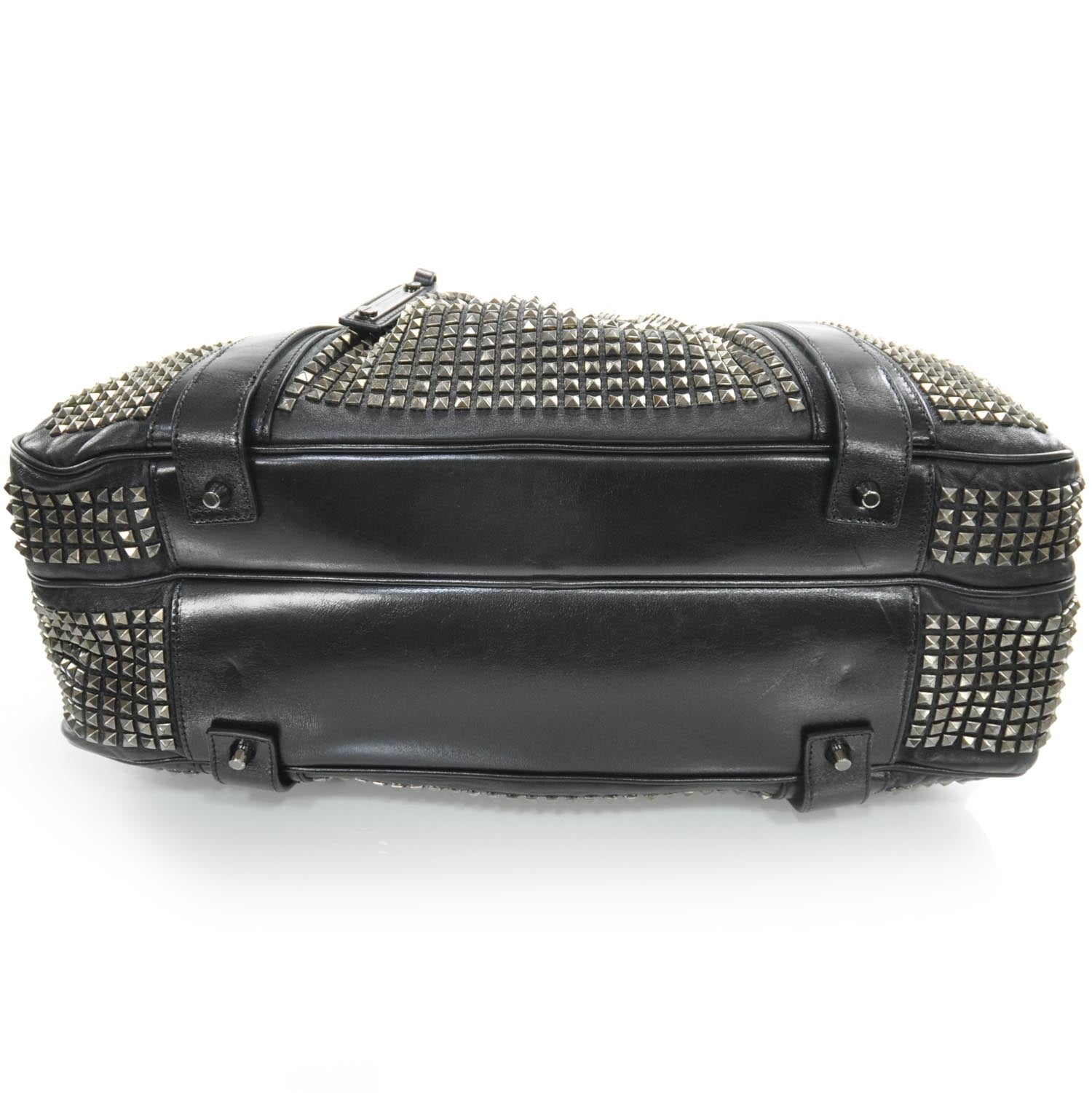 Burberry Prorsum Leather Studded Knight Satchel Black 4 of 10