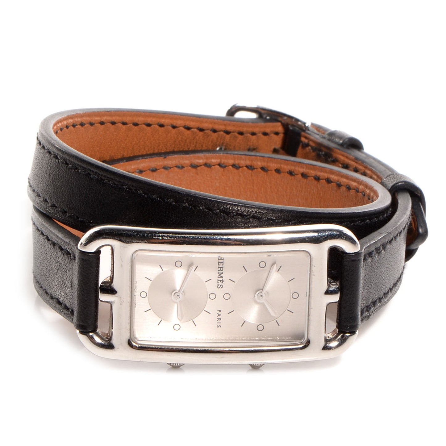 Stainless Steel Barenia 20mm Cape Cod Double Tour Deux Zones Quartz Watch Noir