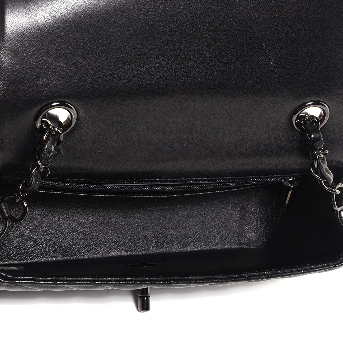 Lambskin Chevron Quilted Mini Rectangular Flap So Black