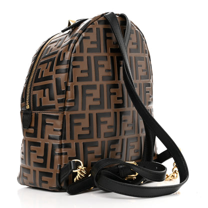 Fendi Vitello Bi-Color FF 1974 Embossed Mini Backpack Maya Black 3 of 10