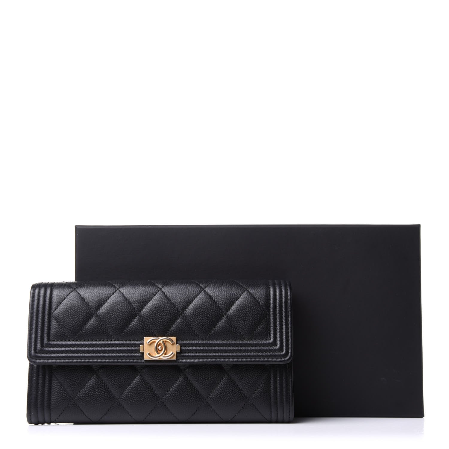 Chanel Caviar Quilted Large Boy Gusset Flap Wallet Black 8 of 8