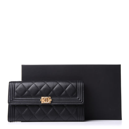 Chanel Caviar Quilted Large Boy Gusset Flap Wallet Black 8 of 8
