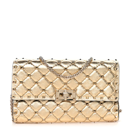 Valentino Garavani Metallic Nappa Rockstud Spike Wallet on Chain Mekong 1 of 11