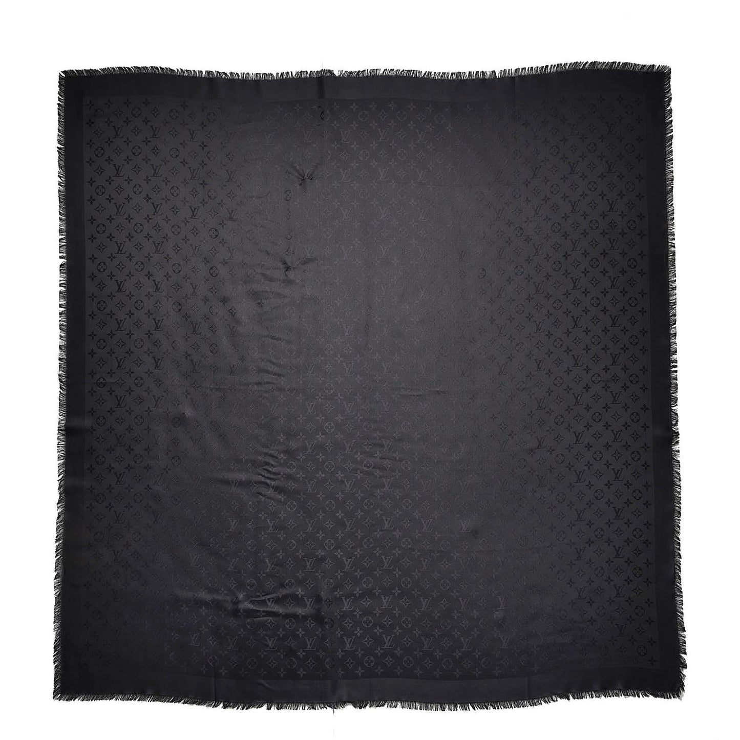 Silk Wool Monogram Shawl Black