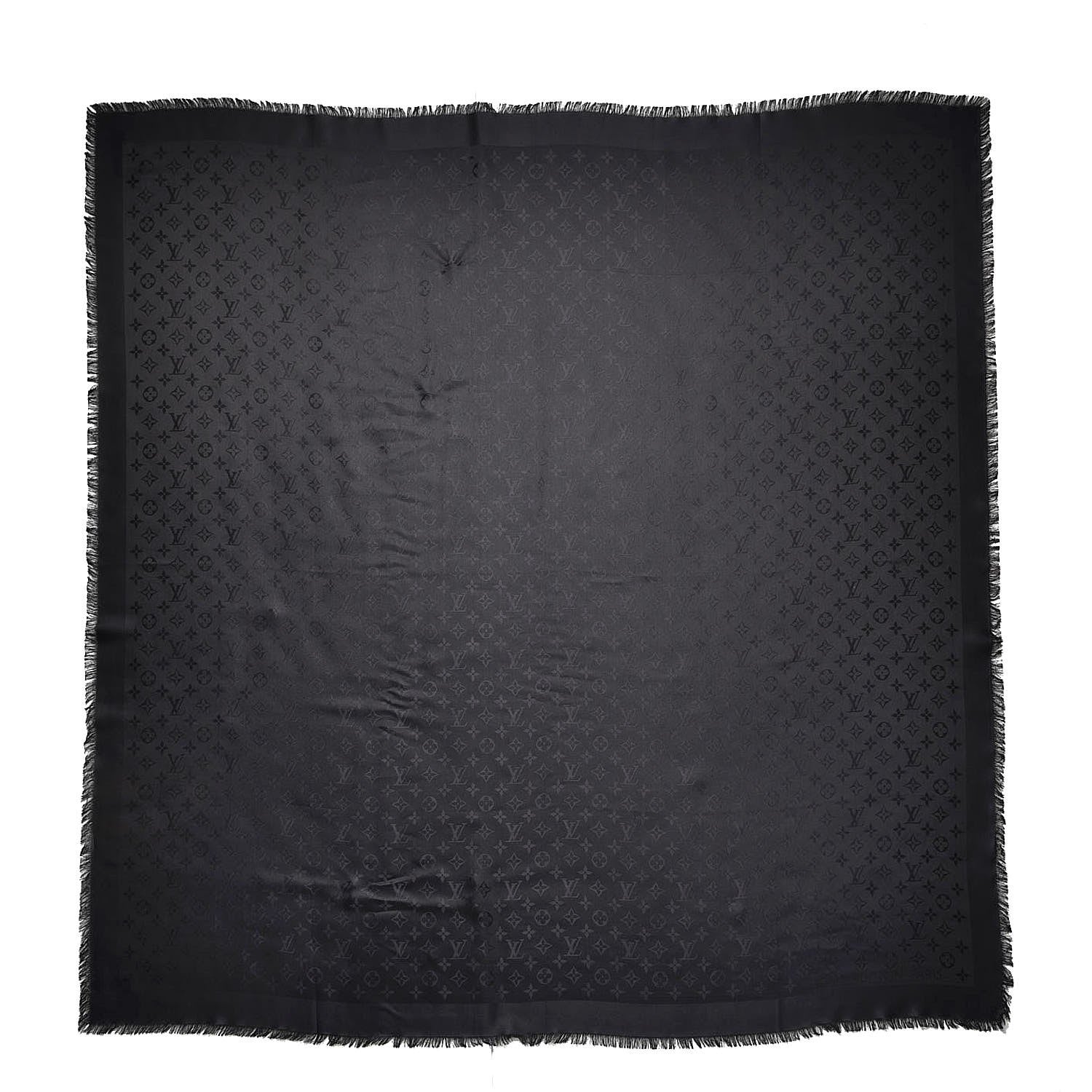 Louis Vuitton Silk Wool Monogram Shawl Black 1 of 5