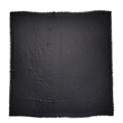 Louis Vuitton Silk Wool Monogram Shawl Black 1 of 5