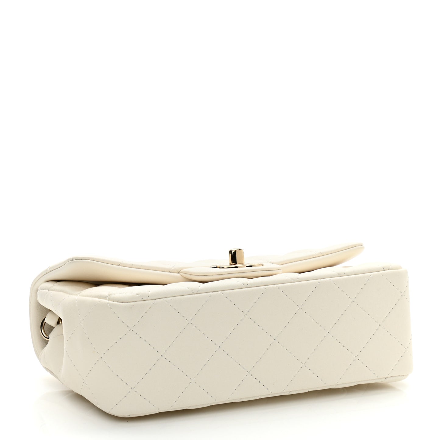 Lambskin Quilted Mini Rectangular Flap White