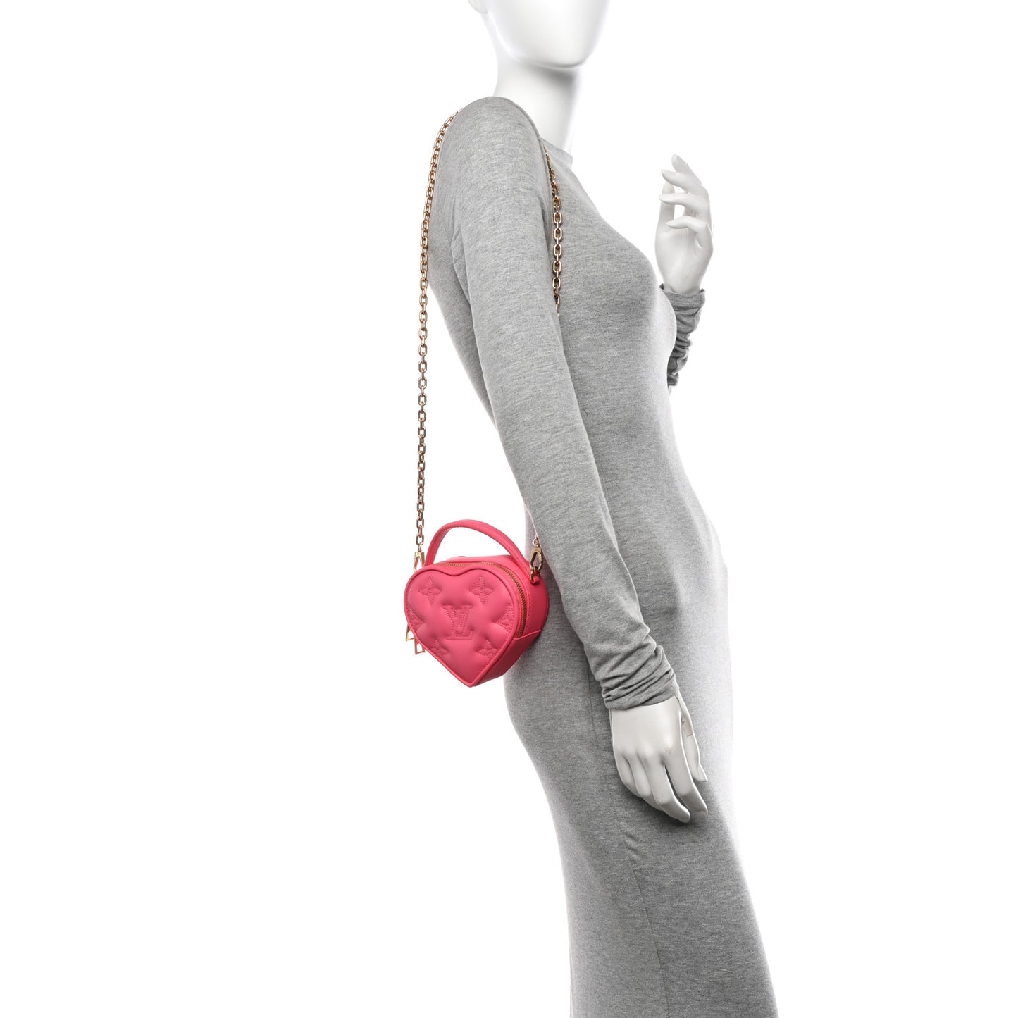 Calfskin Embroidered Monogram Pop My Heart Bag Pouch Dragon Fruit Pink