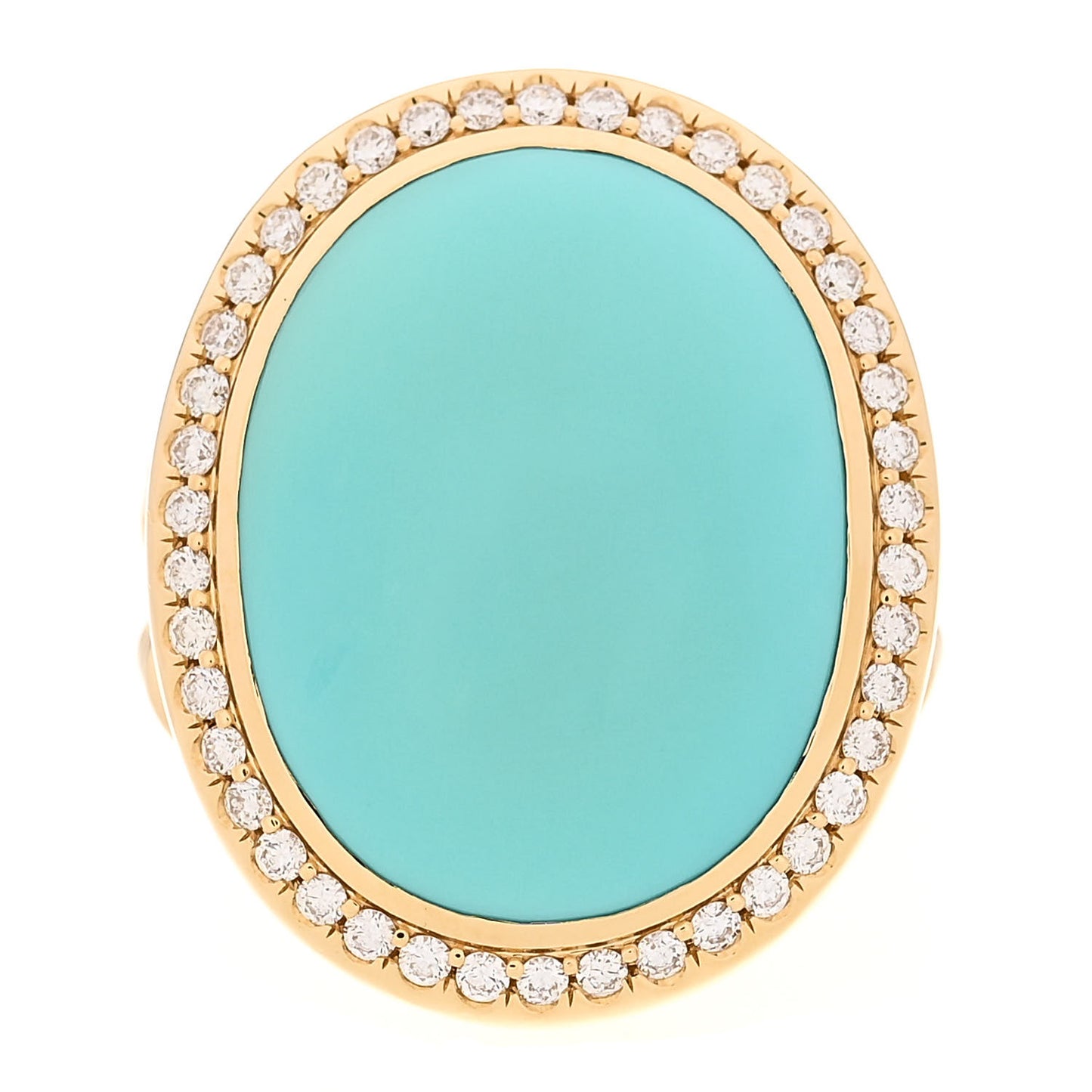 Sterling Silver 18K Yellow Gold Diamond Turquoise Albion Oval Ring 53 6.25