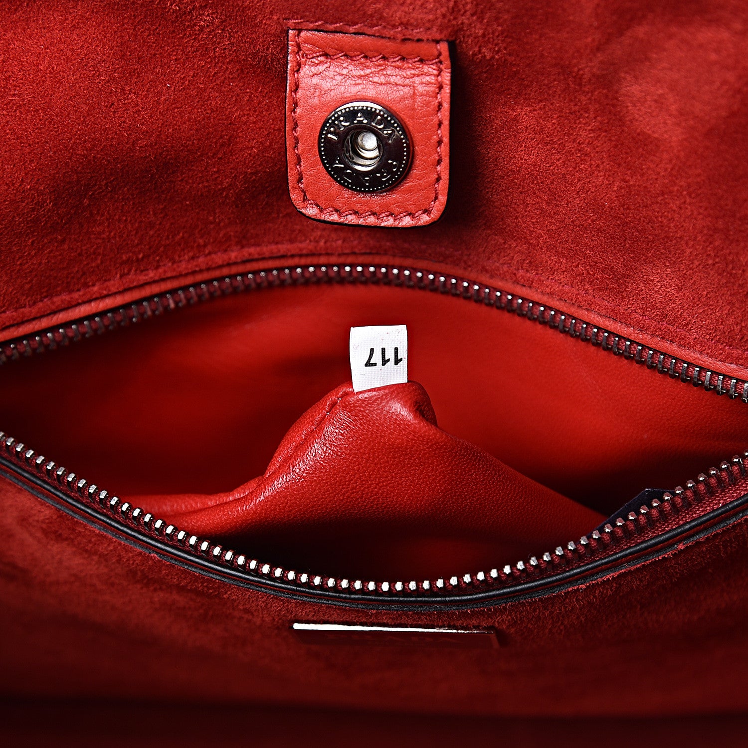 Prada Glace Calfskin Twin Pocket Tote Fuoco 8 of 11