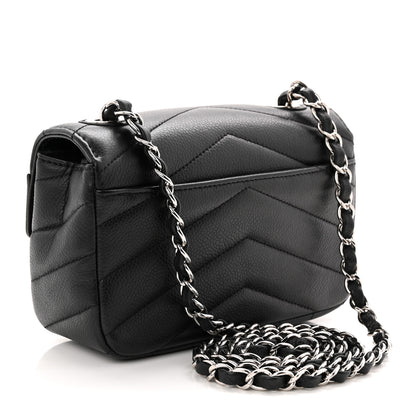 Chanel Caviar Chevron Quilted Small Single Flap Black 3 of 10