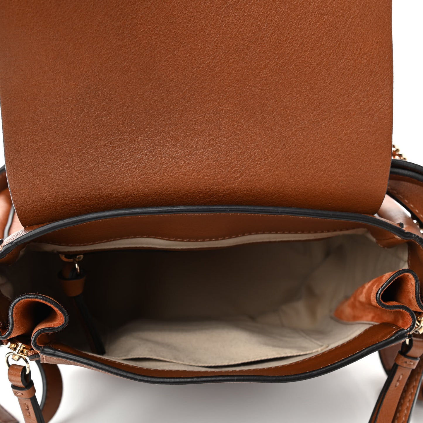 Suede Calfskin Small Faye Backpack Tan