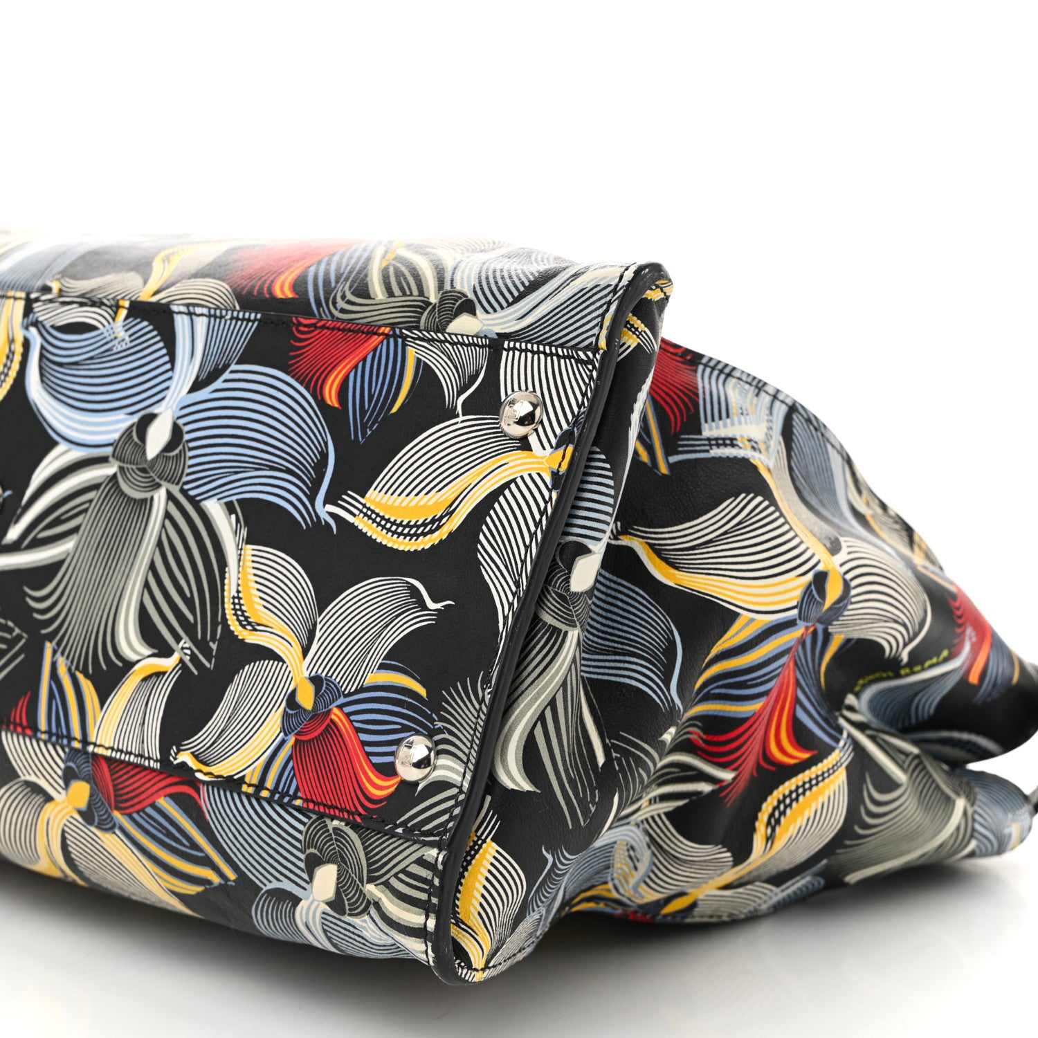 Fendi Calfskin Orchid Large Peekaboo Iconic Satchel Black Multicolor 11 of 11
