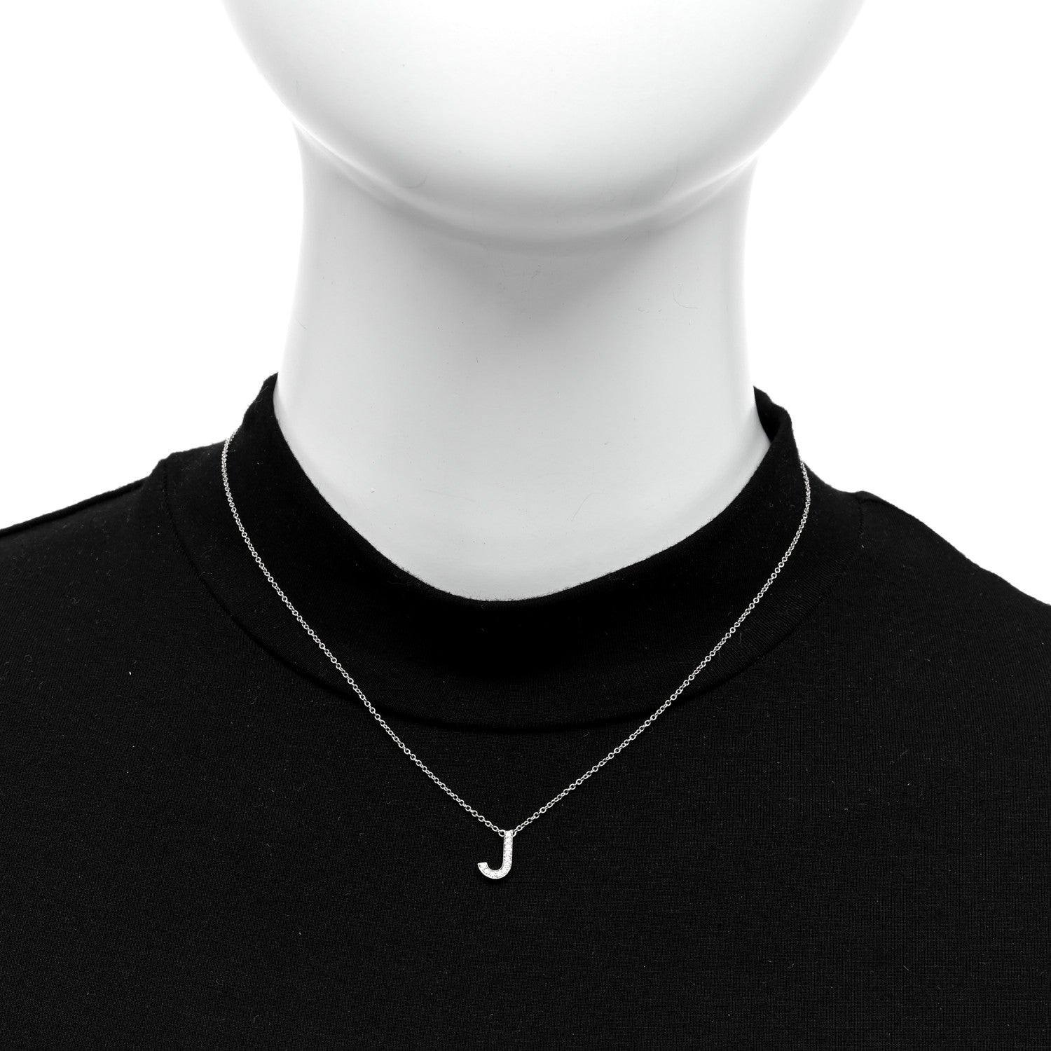 Tiffany Platinum Diamond Letters J Pendant Necklace 2 of 4