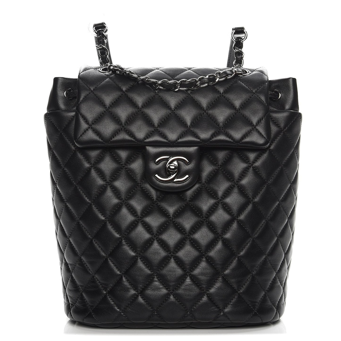 Lambskin Quilted Small Urban Spirit Backpack Black