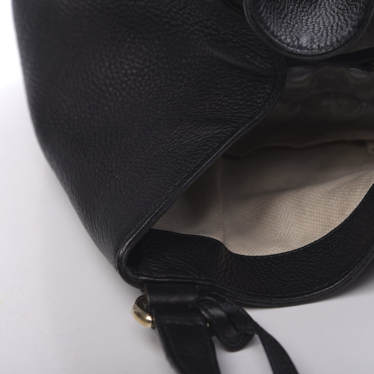 Pebbled Calfskin Medium Soho Shoulder Bag Black