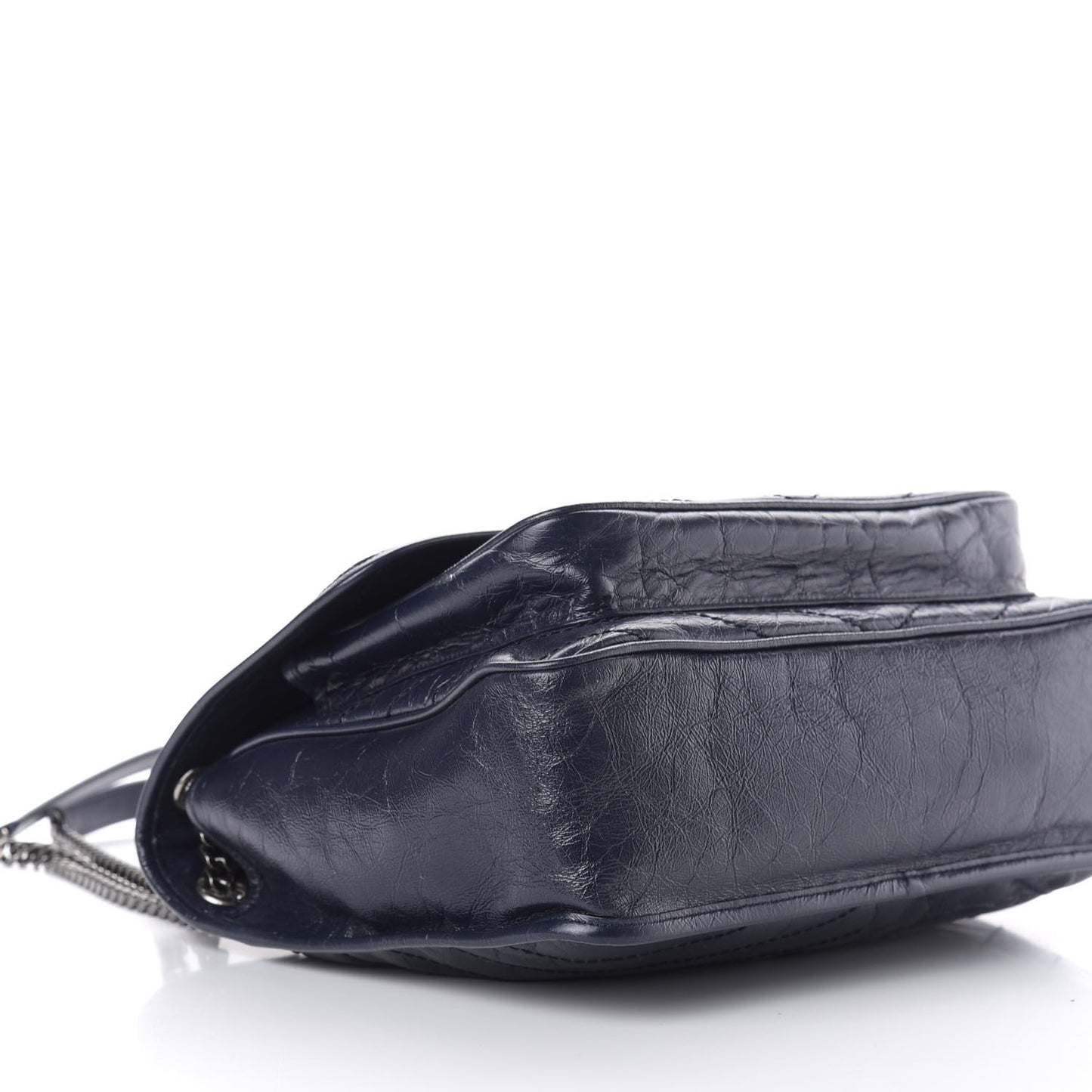 Crinkled Calfskin Matelasse Monogram Large Niki Chain Satchel Deep Marine