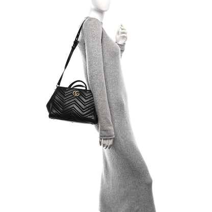 Gucci Calfskin Matelasse Small GG Marmont Tote Black 2 of 11