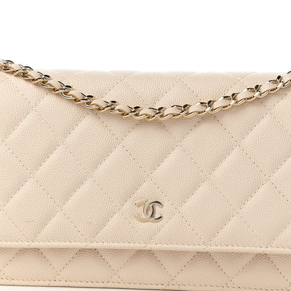 Chanel Caviar Quilted Wallet On Chain WOC Light Beige 12 of 13