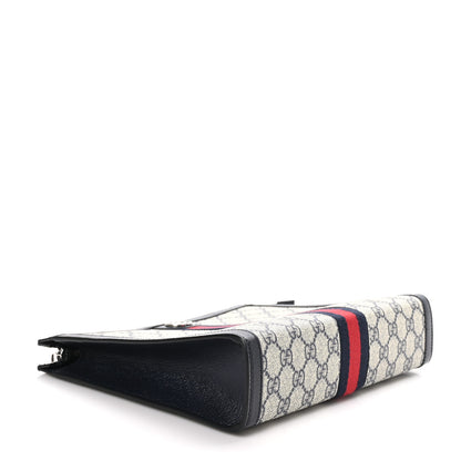 Gucci GG Supreme Monogram Web Ophidia Pouch Beige Blue 4 of 13