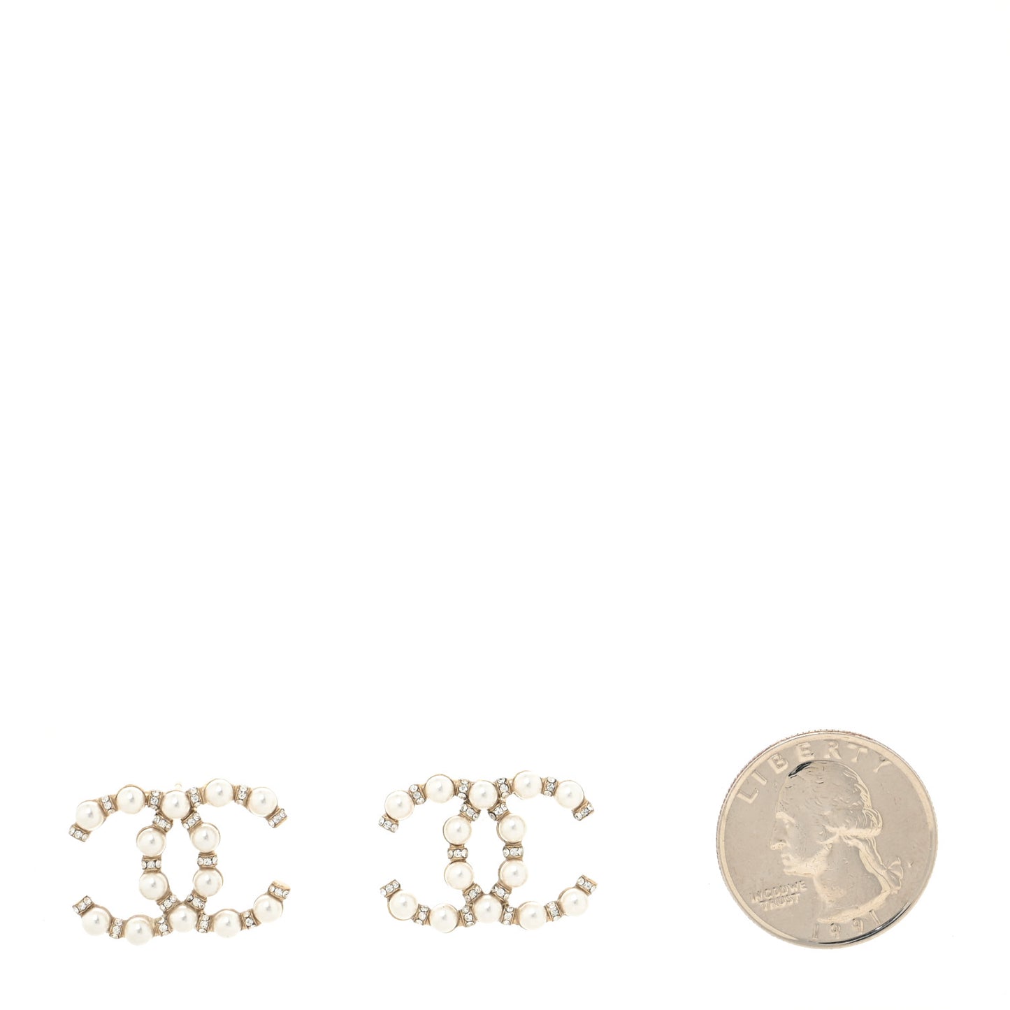 Pearl Crystal Nefertiti CC Earrings Gold