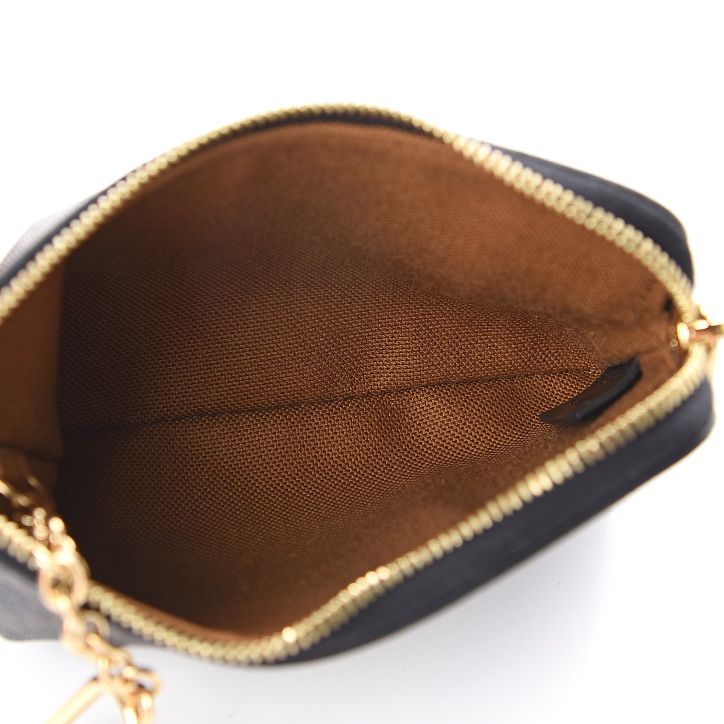 Triomphe Canvas Embroidered Logo Coin and Card Pouch With Hook Black