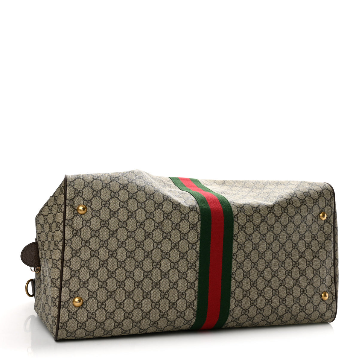 GG Supreme Monogram Textured Dollar Calfskin Web Large Savoy Duffle Bag Beige Ebony New Acero