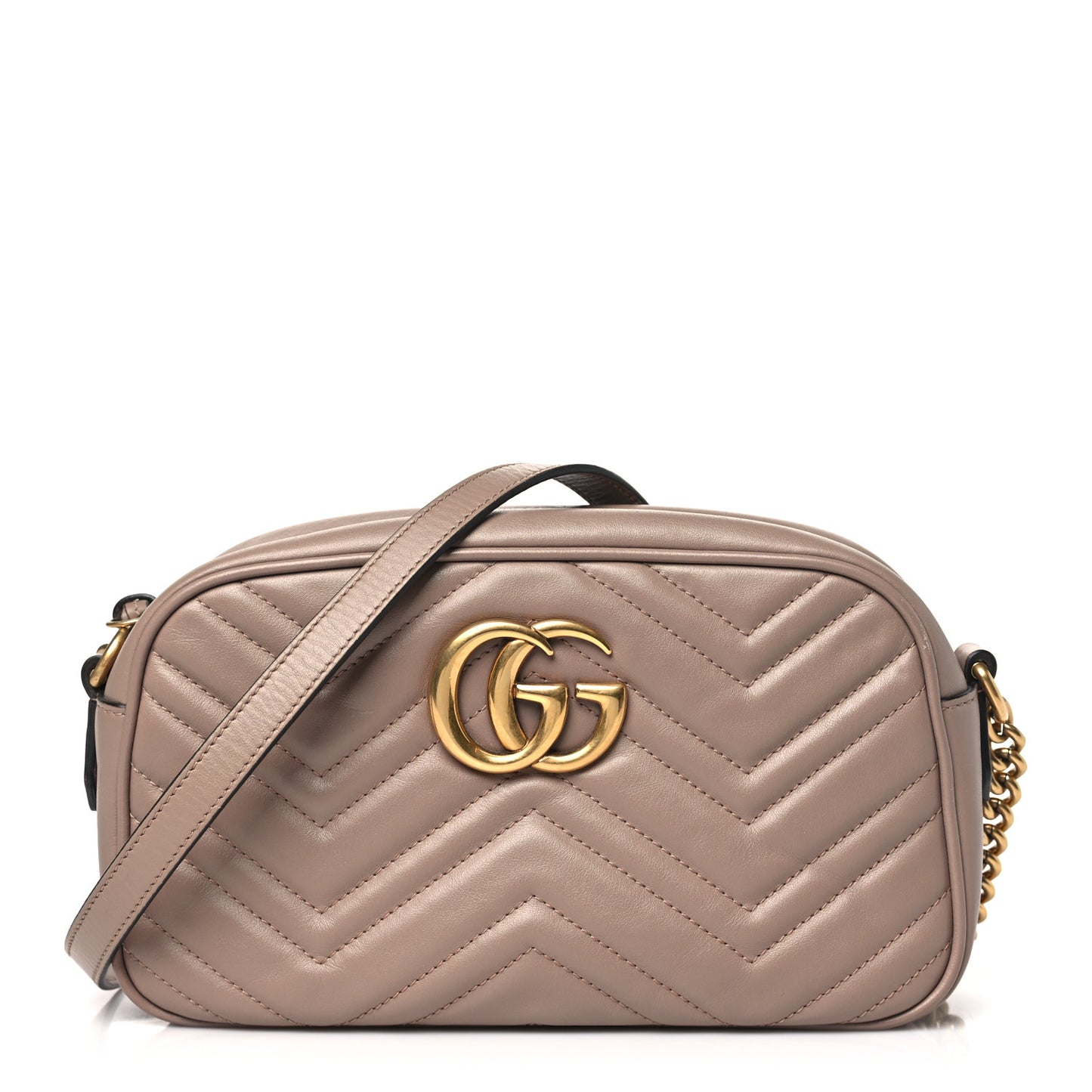 Calfskin Matelasse Small GG Marmont Chain Shoulder Bag Porcelain Rose
